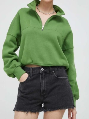 Abercrombie & Fitch szorty jeansowe damskie kolor czarny gładkie high waist