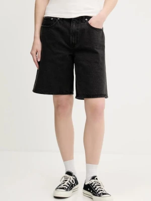 Abercrombie & Fitch szorty jeansowe damskie kolor czarny gładkie high waist KI149-5120
