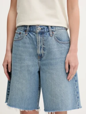 Abercrombie & Fitch szorty jeansowe damskie kolor niebieski gładkie high waist KI149-5122
