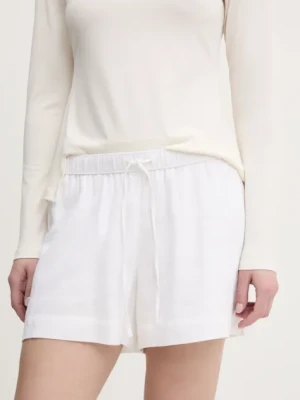 Abercrombie & Fitch szorty lniane damskie kolor biały gładkie high waist KI149-5187