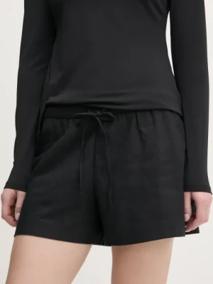 Abercrombie & Fitch szorty lniane damskie kolor czarny gładkie high waist KI149-5186