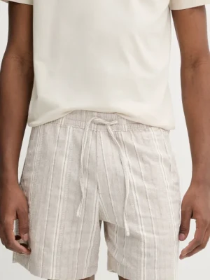 Abercrombie & Fitch szorty z domieszką lnu męskie kolor beżowy KI128-5063