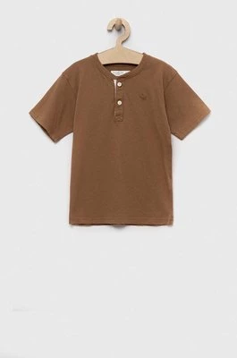 Abercrombie & Fitch t-shirt bawełniany dziecięcy kolor brązowy gładki