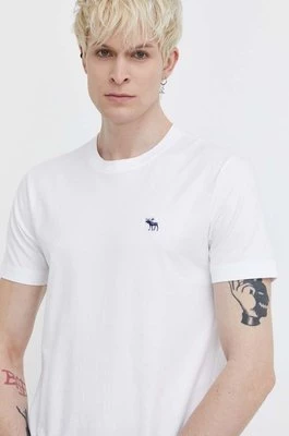 Abercrombie & Fitch t-shirt bawełniany męski kolor biały gładki