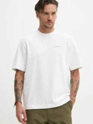 Abercrombie & Fitch t-shirt bawełniany męski kolor biały gładki KI123-5017