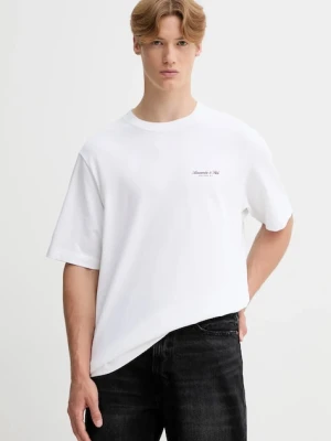 Abercrombie & Fitch t-shirt bawełniany męski kolor biały z nadrukiem KI123-5091-100