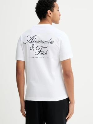 Abercrombie & Fitch t-shirt bawełniany męski kolor biały z nadrukiem KI123-5255-100