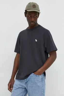 Abercrombie & Fitch t-shirt bawełniany męski kolor czarny gładki