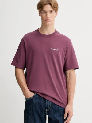 Abercrombie & Fitch t-shirt bawełniany męski kolor fioletowy z nadrukiem KI123-5091-610