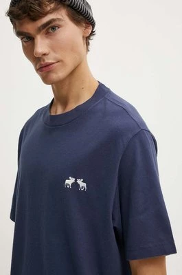 Abercrombie & Fitch t-shirt bawełniany męski kolor granatowy gładki