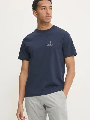 Abercrombie & Fitch t-shirt bawełniany męski kolor granatowy z nadrukiem KI123-4189