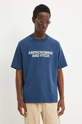 Abercrombie & Fitch t-shirt bawełniany męski kolor niebieski z aplikacją