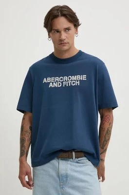 Abercrombie & Fitch t-shirt bawełniany męski kolor niebieski z aplikacją