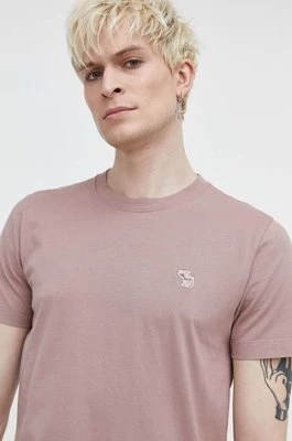 Abercrombie & Fitch t-shirt bawełniany męski kolor różowy gładki