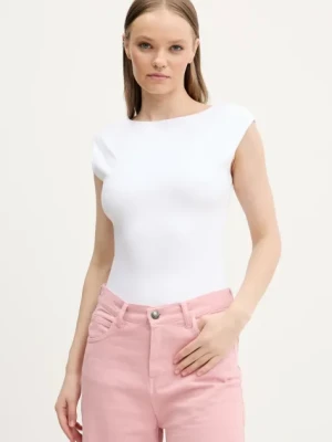 Abercrombie & Fitch t-shirt damskie kolor biały odkryte plecy KI139-5225