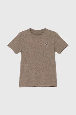 Abercrombie & Fitch t-shirt dziecięcy kolor beżowy z aplikacją