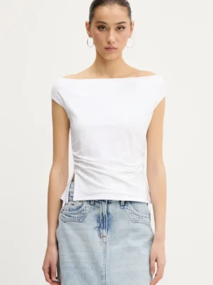 Abercrombie & Fitch t-shirt kolor biały dekolt hiszpański KI139-5576