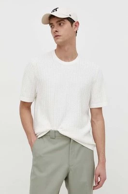 Abercrombie & Fitch t-shirt męski kolor beżowy gładki