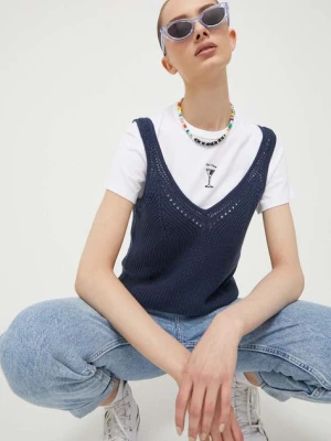 Abercrombie & Fitch top bawełniany kolor granatowy