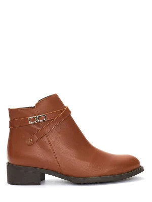 Abril Flowers Skórzane botki w kolorze brązowym rozmiar: 39