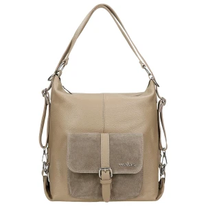 Beżowa torebka plecak z naturalnej skóry 2w 1-80021-74 Wojas