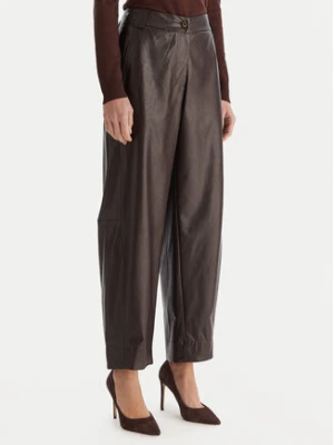 ACCESS FASHION Spodnie z imitacji skóry 54-5132-188 Brązowy Regular Fit