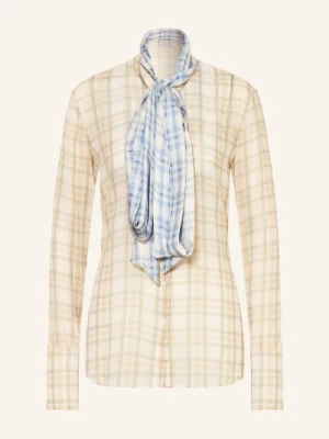 Acne Studios Jedwabna Bluzka Z Kokardą gruen