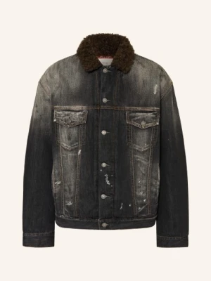 Acne Studios Kurtka Jeansowa Z Sztucznym Futerkiem schwarz