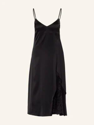 Acne Studios Satyna Sukienka Z Koronką schwarz