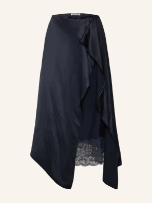 Acne Studios Satynowa Spódnica W Stylu Kopertowym Z Koronką blau GRANATOWY