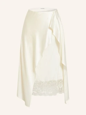 Acne Studios Satynowa Spódnica Z Koronką beige