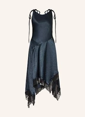 Acne Studios Sukienka Kopertowa Z Satyny, Z Koronką blau