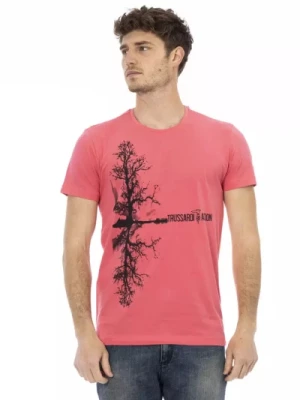 Action Pink T-Shirt z Okrągłym Dekoltem Trussardi