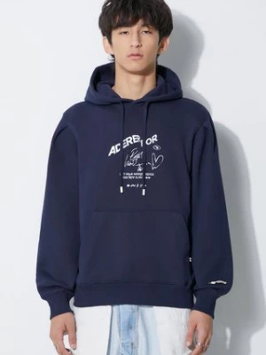 Ader Error bluza bawełniana Caner Logo Hoodie męska kolor granatowy z kapturem melanżowa BMADFWHD0102