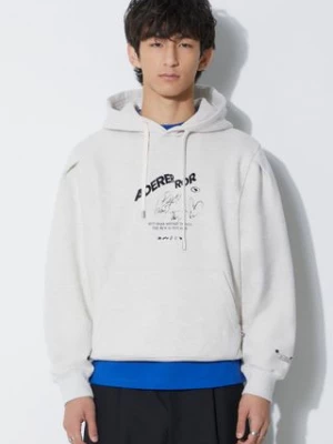 Ader Error bluza bawełniana Caner Logo Hoodie męska kolor szary z kapturem melanżowa BMADFWHD0102