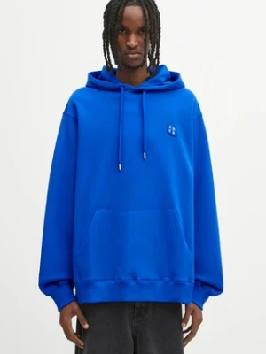 Ader Error bluza bawełniana HOODIE męska kolor niebieski z kapturem gładka BO42FYHD0101B