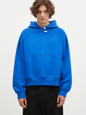 Ader Error bluza Hoodie męska kolor niebieski z kapturem gładka BN01SSHD0101