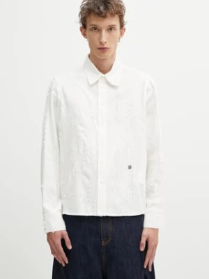 Ader Error koszula z domieszką lnu SHIRT męska kolor biały regular z kołnierzykiem klasycznym BO01FWSH0101OW