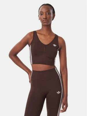 adidas Biustonosz sportowy Essentials 3 Stripes Seamless Bralette KZ4107 Brązowy