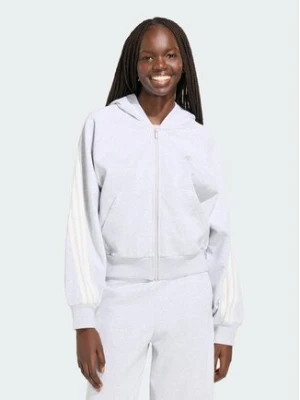 adidas Bluza Kit 3-Stripes Full Zip Hoodie KV9879 Szary Regular Fit