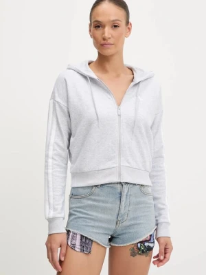 adidas bluza 3-Stripes damska kolor szary z kapturem melanżowa JX7648