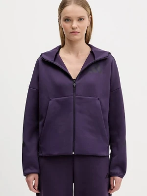 adidas bluza adidas x Z.N.E damska kolor fioletowy z kapturem z nadrukiem KC4569