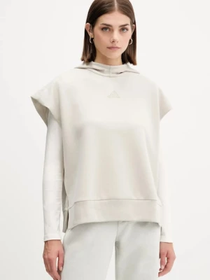 adidas bluza ALL SZN damska kolor beżowy z kapturem gładka JV9887