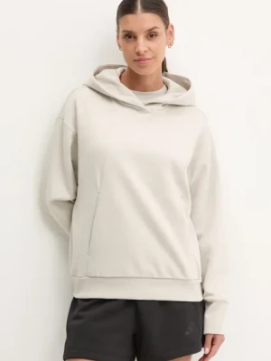 adidas bluza ALL SZN damska kolor beżowy z kapturem z aplikacją JD4675