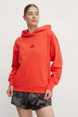 adidas bluza All SZN damska kolor czerwony z kapturem gładka IY6764