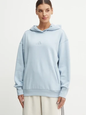 adidas bluza All SZN damska kolor niebieski z kapturem z aplikacją IY6767