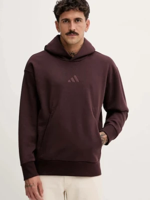 adidas bluza All Szn męska kolor brązowy z kapturem z aplikacją JX5090