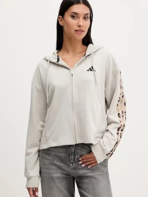 adidas bluza Animal damska kolor beżowy z kapturem z aplikacją JM1860