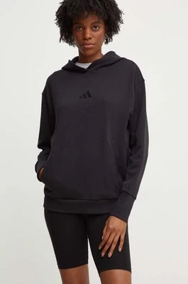 adidas bluza bawełniana All SZN damska kolor czarny z kapturem gładka IW1026