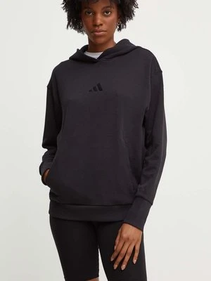 adidas bluza bawełniana All SZN damska kolor czarny z kapturem gładka IW1026